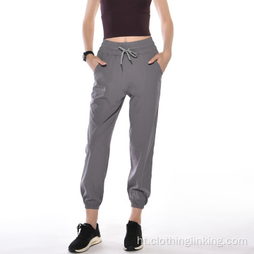 Pantalon yoga solid jogger pou fanm